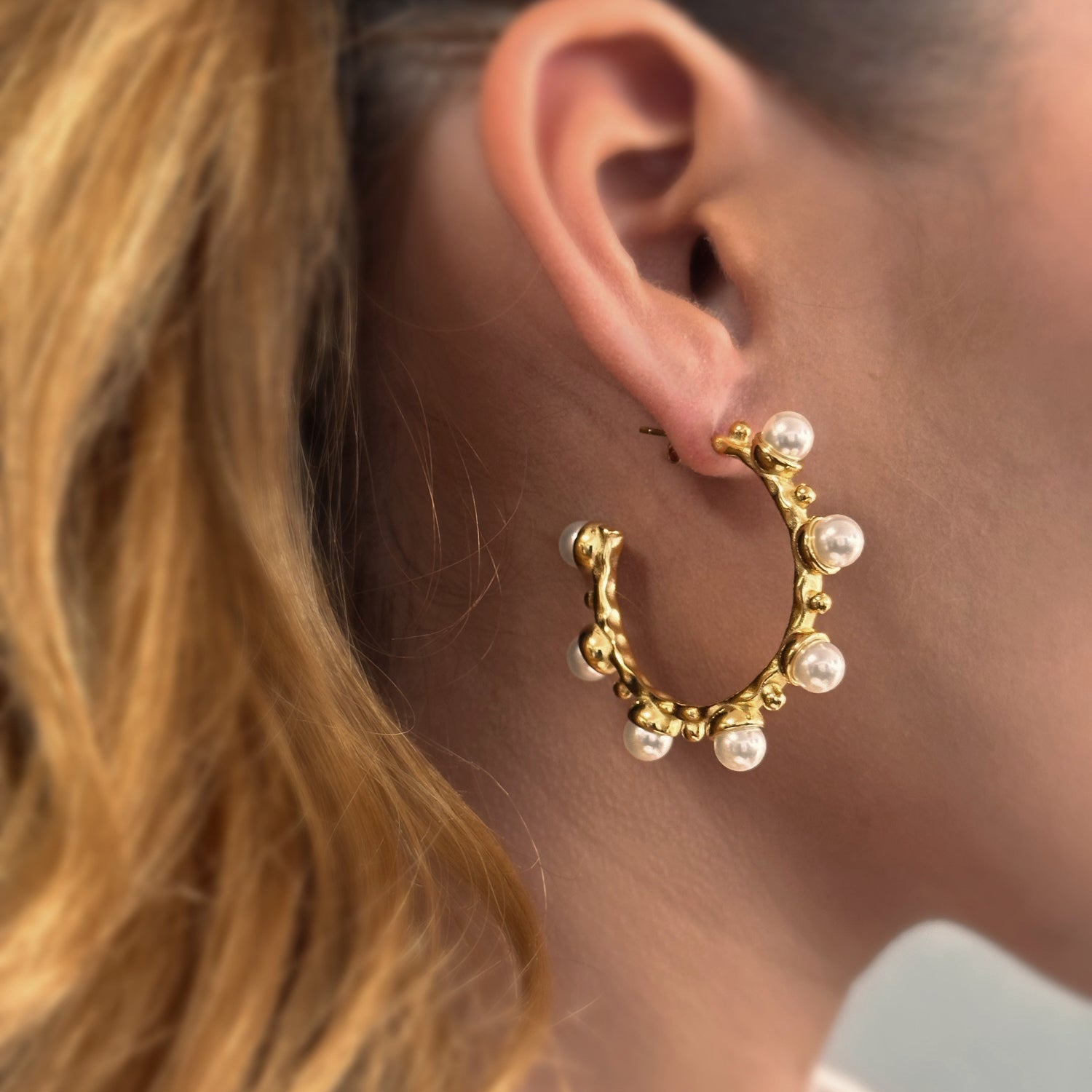 Maiella Pearl Hoop Earrings